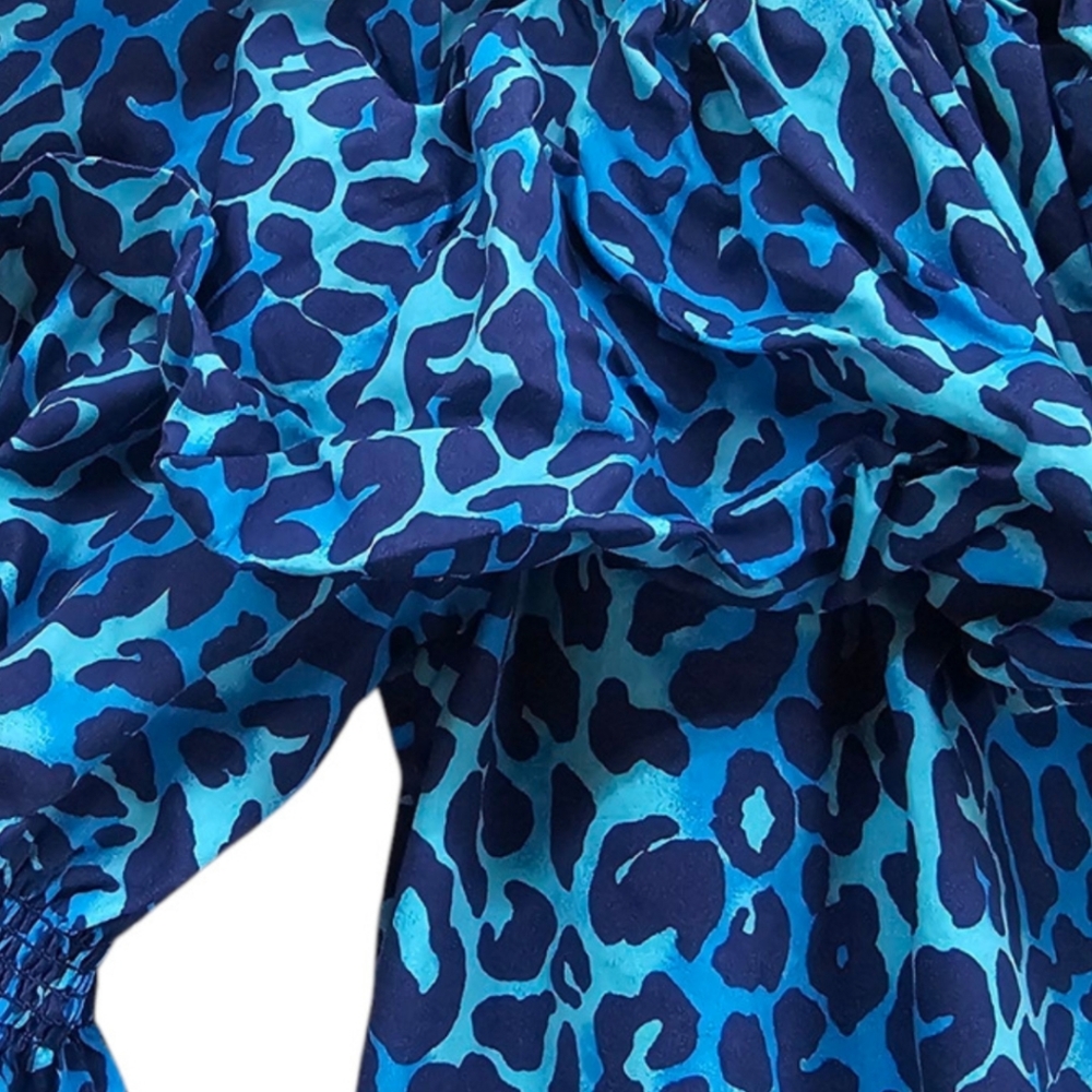 EUC Lilly Pulitzer Blue Leopard Print Blouse - Picture 4 of 6